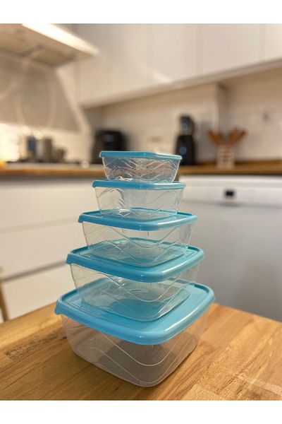 ECO KİTCHEN Set of 5 Square Transparent Food Storage Containers