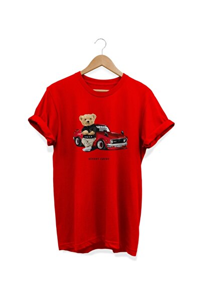 WİDİ Tricou roșu imprimat mașină