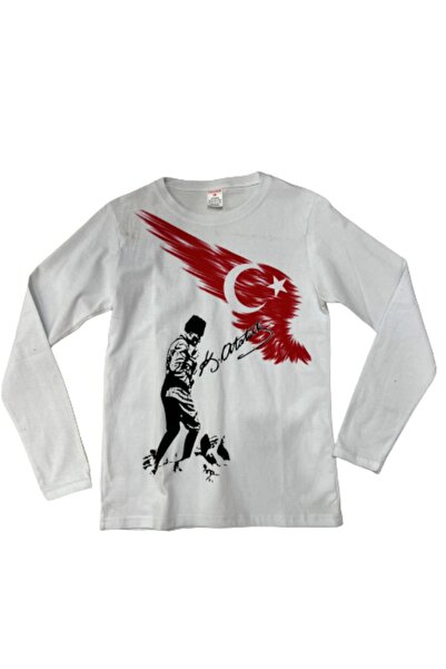 parypary تي شيرت مصطفى كمال أتاتورك بأكمام طويلة مطبوع عليه علم تركي