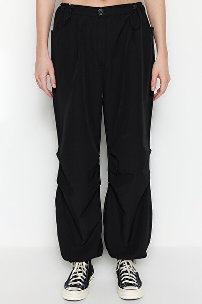 Trendyol Collection Black Jogger Normal Waist Elastic Woven Trousers TWOSS23PL00158