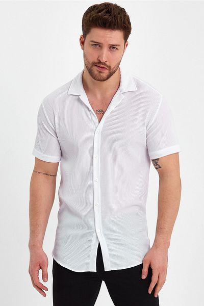 WAMOSSALAPLI Short Sleeve Ribbed Knitted Shirt