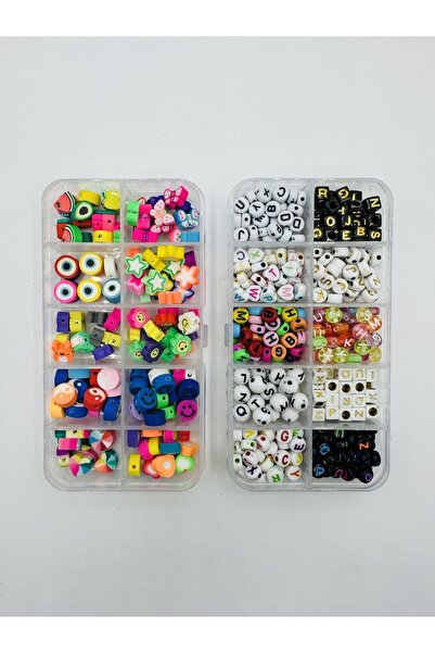 Egem aksesuar Fimo Boncuk Ve Harf Boncuk Takı Yapım Seti (2 ADET KUTU)