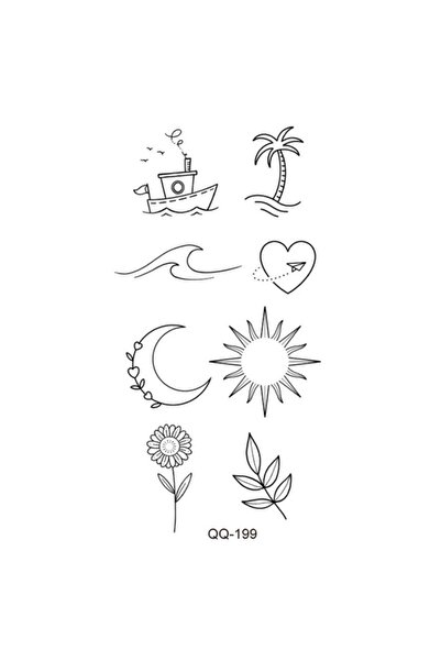 Everglow Jewelry Ay Güneş Mini Simgeler Geçici Dövme Tattoo
