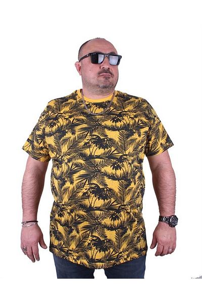 Starbattal Μπλουζάκι μεγάλου μεγέθους Crew Neck Beach Palm 23150 Κίτρινο