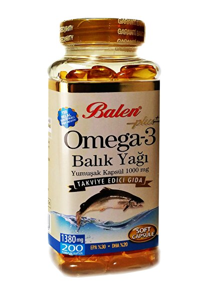Balen Omega 3 Balık Yağı 200 Yumuşak Kapsül 1380 Mg Helal Sertifikalı Balık Y...