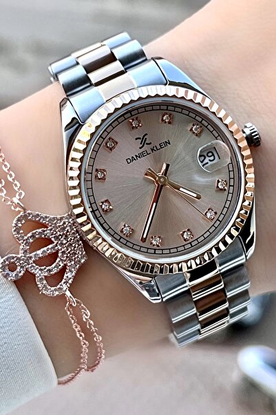 Daniel Klein Marka Rose Gümüş Renk Takvimli Kol Saati Bileklik Hediyeli