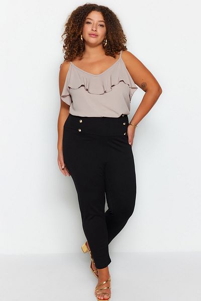 Trendyol Curve Plus Size Leggings - Black - High Waist