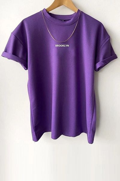 MODAGEN Unisex fialové tričko Brooklyn s potlačou