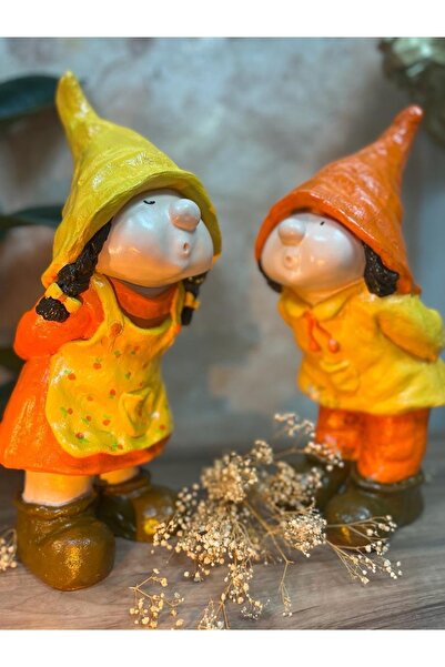 Bat Art House 2'li Cüce Bahçe Heykeli Ev Dekorasyonu ( 44x18cm )