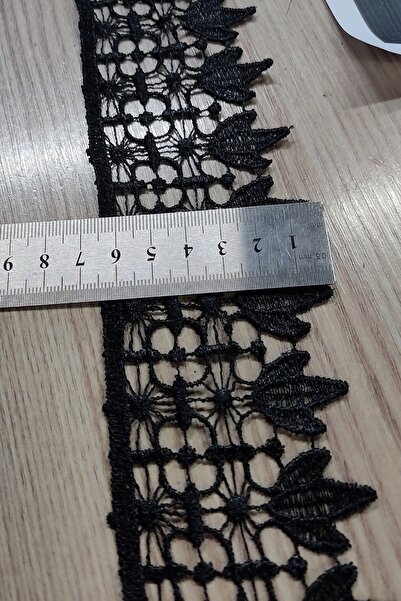 DUAYEN Güpür Dantel Siyah Mahzen Desen 7 Metre