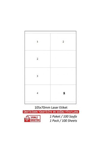 A1 Etiket Pia Laser Label TW-2208 100 A4 listova laser naljepnica 105 x 70 ve...