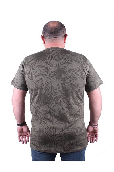 MocGrande Large Size Crew Neck T-Shirt Palm Leaf 23148 Khaki