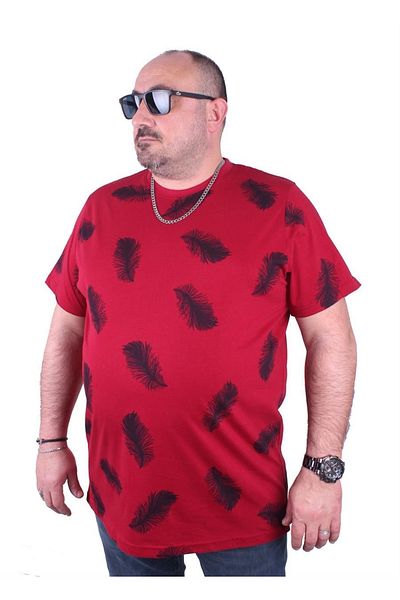 MocGrande Tricou Marime Plus Decolteu Crew Feather 23149 Roșu Claret