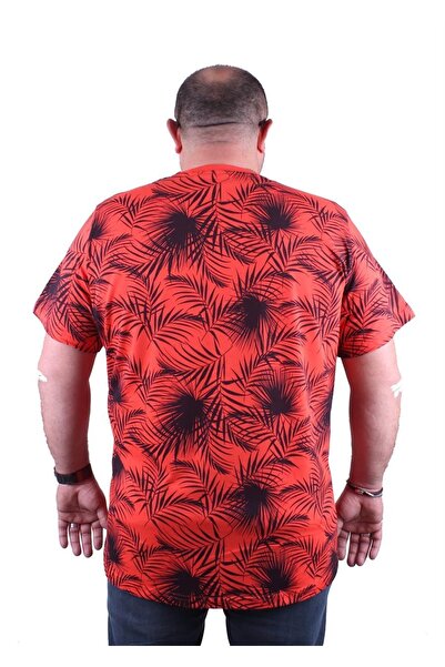 MocGrande Μπλουζάκι με λαιμόκοψη σε μεγάλο μέγεθος, φύλλο φοίνικα 23148 Λουλούδι ρόδι