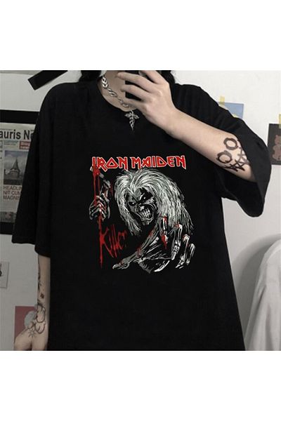 Touz Μπλουζάκι Iron Maiden Killer με εμπριμέ μαύρο Unisex Oversize