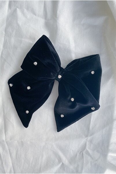 ecrin tuhafiye hobi Taşlı Kadife Fiyonk Toka