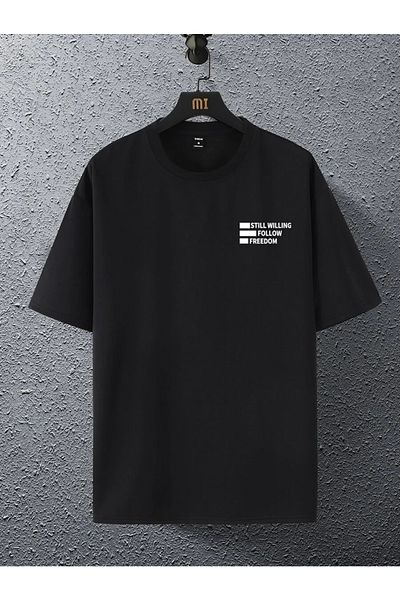 MOONBULL Schwarzes Oversize-T-Shirt mit „Still Willing“-Aufdruck auf der Rückseite