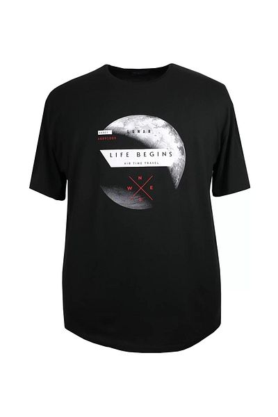 marufshop Ανδρικό μπλουζάκι μεγάλου μεγέθους με στάμπα με λαιμόκοψη