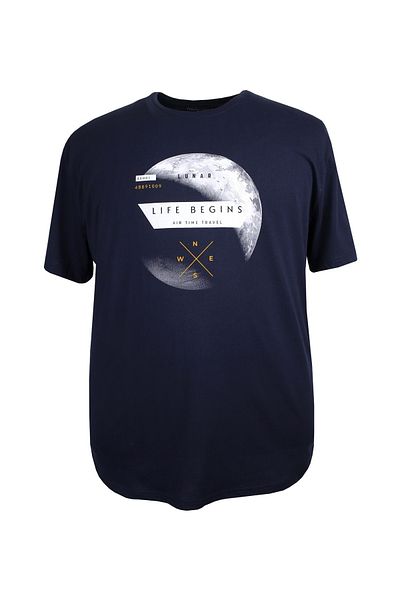 marufshop Ανδρικό μπλουζάκι μεγάλου μεγέθους με στάμπα με λαιμόκοψη