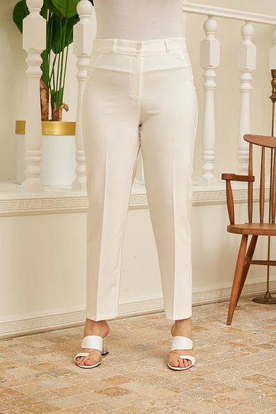 RMG Plus Size White Fabric Trousers