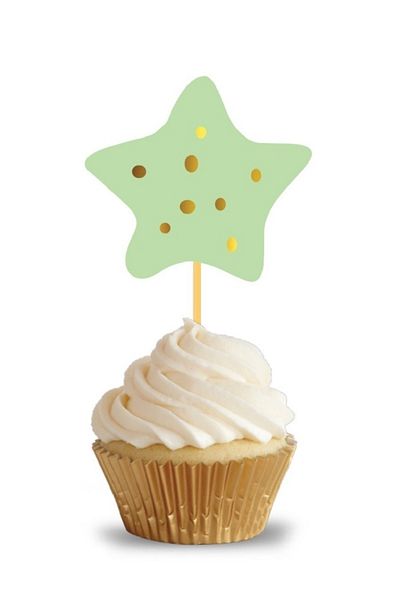 Big Party Star Themed Macaron Colored Soft Green Party Toothpicks Pack of 10