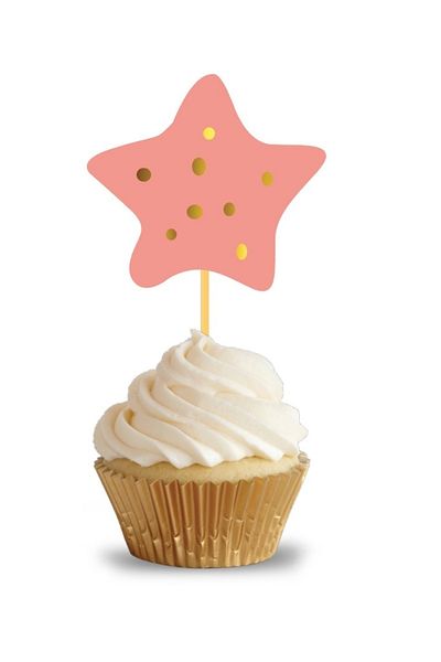 Big Party Star Themed Macaron Colored Soft Salmon Party Toothpicks Pack of 10