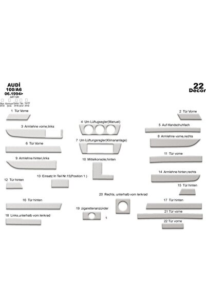 meriç cockpit design ميريتش ®   أودي 100 A6 غطاء أمامي من الألومنيوم 22 قطعة ...