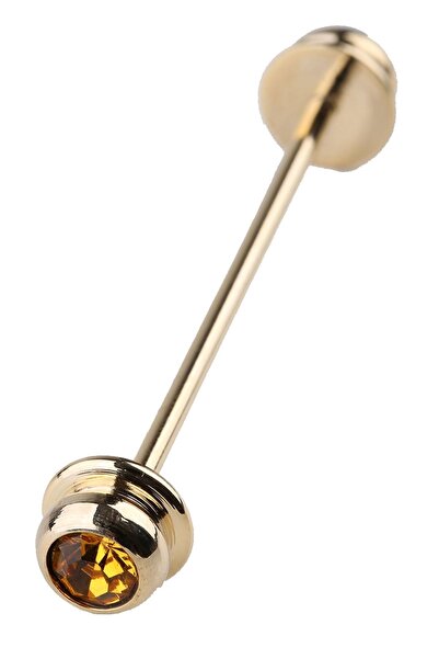 Men's Gold Color Orange Gemstone Shirt Lapel Pin GI175