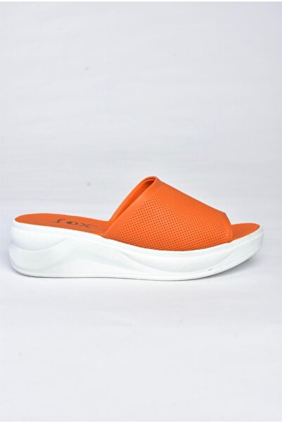 Fox Shoes P713330409 Turuncu Kalın Tabanlı Günlük Kadın Terlik