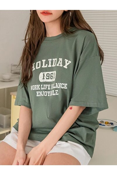 MOONBULL Χακί μπλουζάκι Oversize Holiday 1961