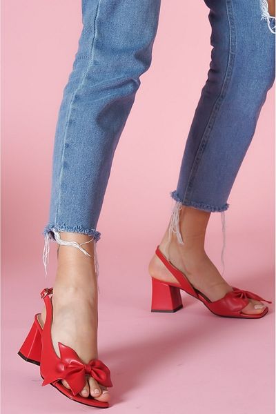 DURUNUN BUTİĞİ Dubbo Red Bow Heeled Sandals