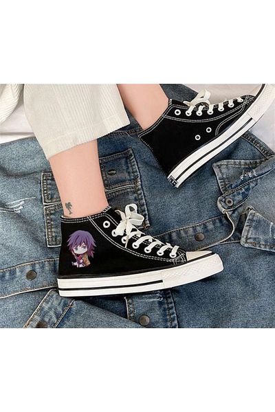 Touz Eysa Demon Slayer Komado Printed Black Canvas Shoes