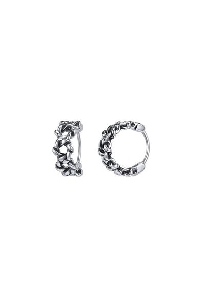 Viking Auger Design Ring Snap 316l Steel Men's Earrings