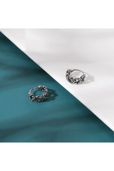 Viking Auger Design Ring Snap 316l Steel Men's Earrings