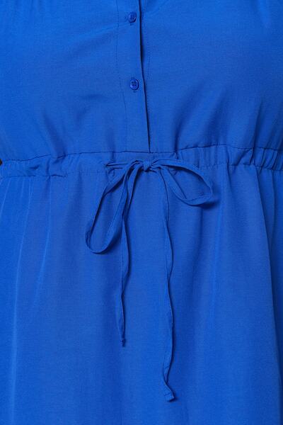 Trendyol Curve Saks nyakkendős derék szőtt ingruha TBBSS23AH00106