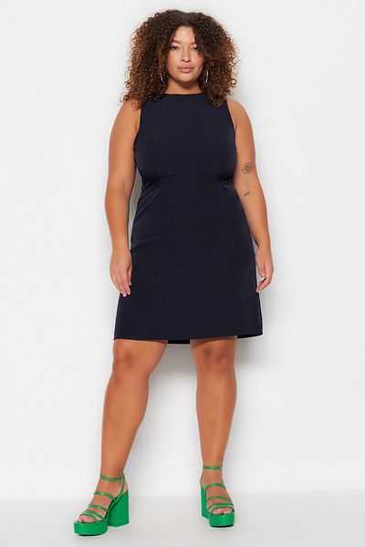 Trendyol Curve Navy Blue A-line Woven Dress TBBSS23AH00150
