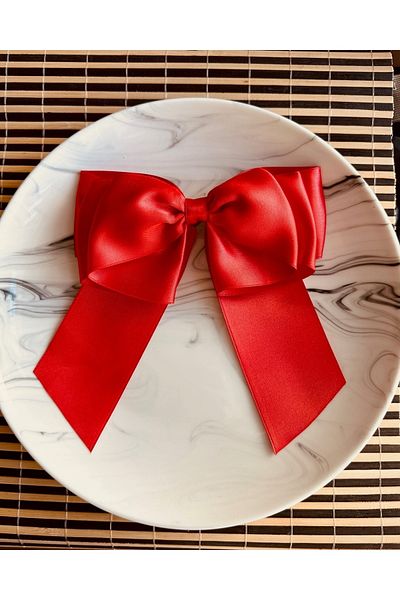 Yeşim Aksesuar Women's Red Satin Bow Automatic Buckle