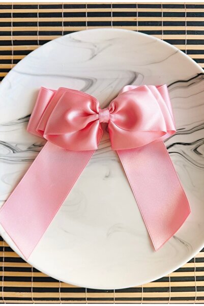 Yeşim Aksesuar Women's Pink Satin Bow Automatic Buckle