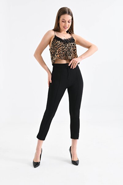 VOLT CLOTHİNG Kadın Yüksek Bel Toparlayıcı Dar Paça Çimalı Kumaş Pantolon