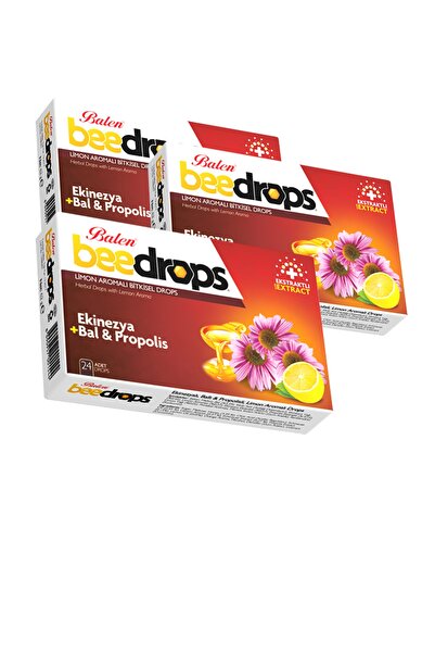 Balen 3 Kutu Ekinezya Bal Ve Propolis Limon Aromalı Bitkisel Beedrops 24 Adet X 3 Pastil Bee Drops