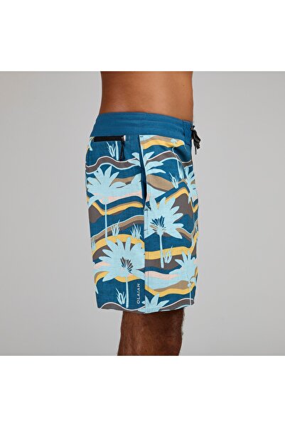 Decathlon Erkek Orta 17" Deniz Şortu / Boardshort - Gri Palmiye Desenli - PALMERAIE 500 Beden: 46