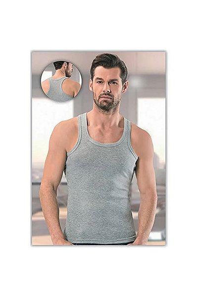 Anıt 5 Τεμάχια, Ανδρικό Ribbed Sports Singlet 100% Cotton (Rib) Γκρι