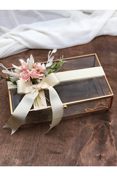 Denseden Cam Kapaklı Söz Nişan Çikolata Kutusu 25-15 cm