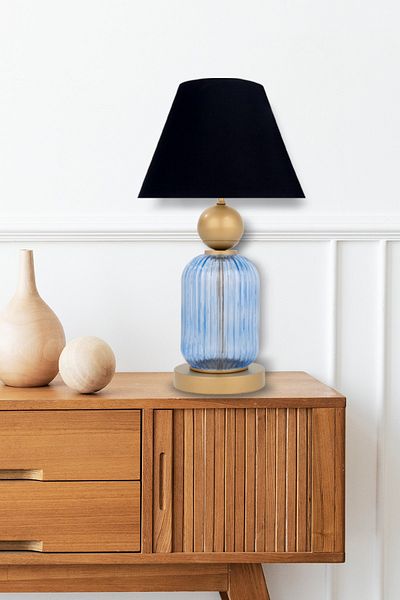 MINIMAL ETICARET VE BILGI TEKNOLOJILERI Lotus Royal Blue Cone Glass Lampshade