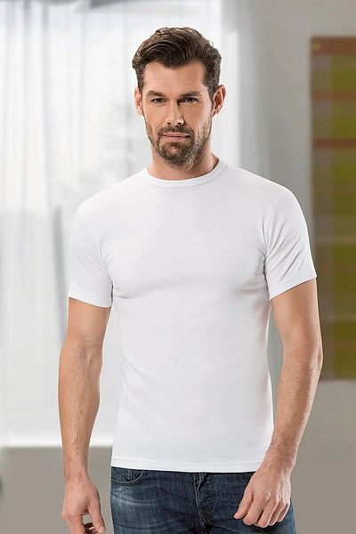 Anıt 5 Pieces, Men's Ribbed Crew Neck Short Sleeve Undershirt 100% Cotton White