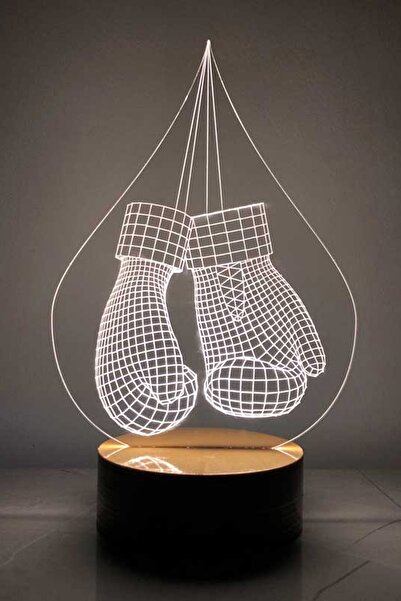 BY-LAMP Boks Eldiveni Figürlü Dekoratif Hediye Led Masa Lambası | 7 Işık Reng...