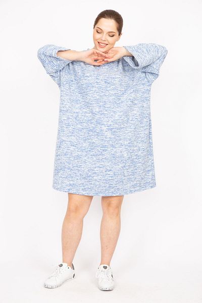 Şans Rochie tunică cu mâneci capri pentru femei, de mărime mare, albastră 65n35847