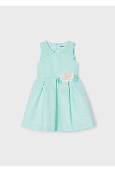 MAYORAL Синя рокля с апликации на цветя за 2-9 години