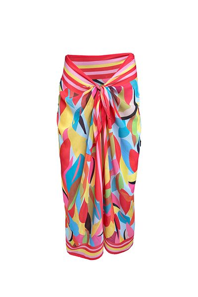 Bolder Emily Coral Tropical Silk Chiffon Pareo