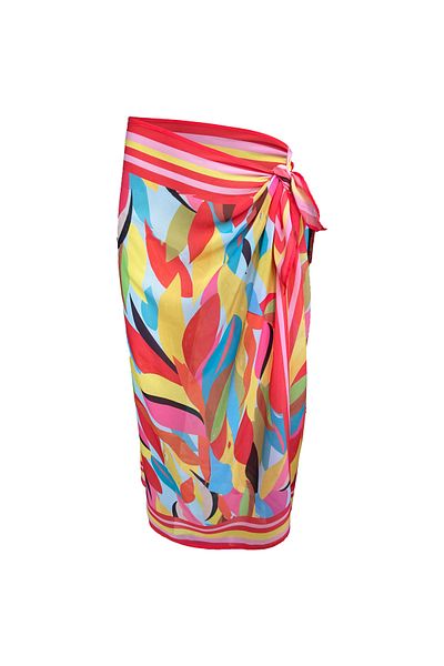 Bolder Emily Coral Tropical Silk Chiffon Pareo